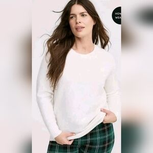 Torrid Size 1 Vegan Cashmere Pullover Sweater White